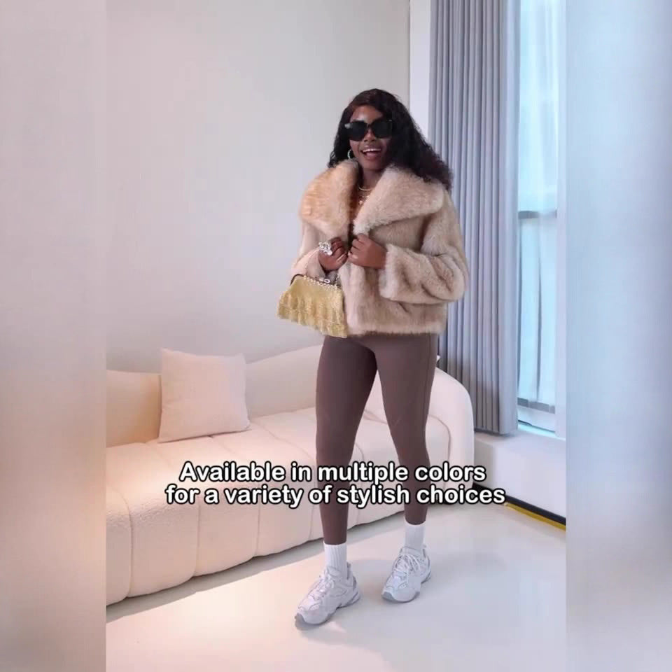 Pelliccia artificiale a maniche lunghe con risvolto a punta tinto sfumato