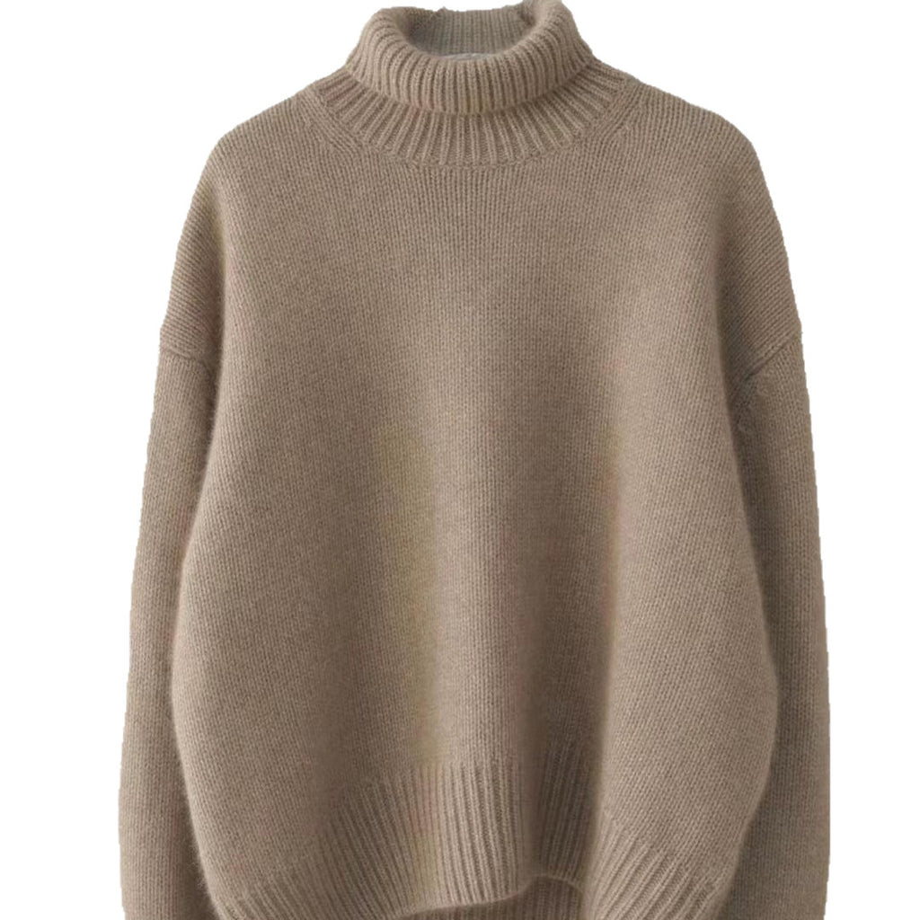 Maglione pullover versatile largo a collo alto da donna