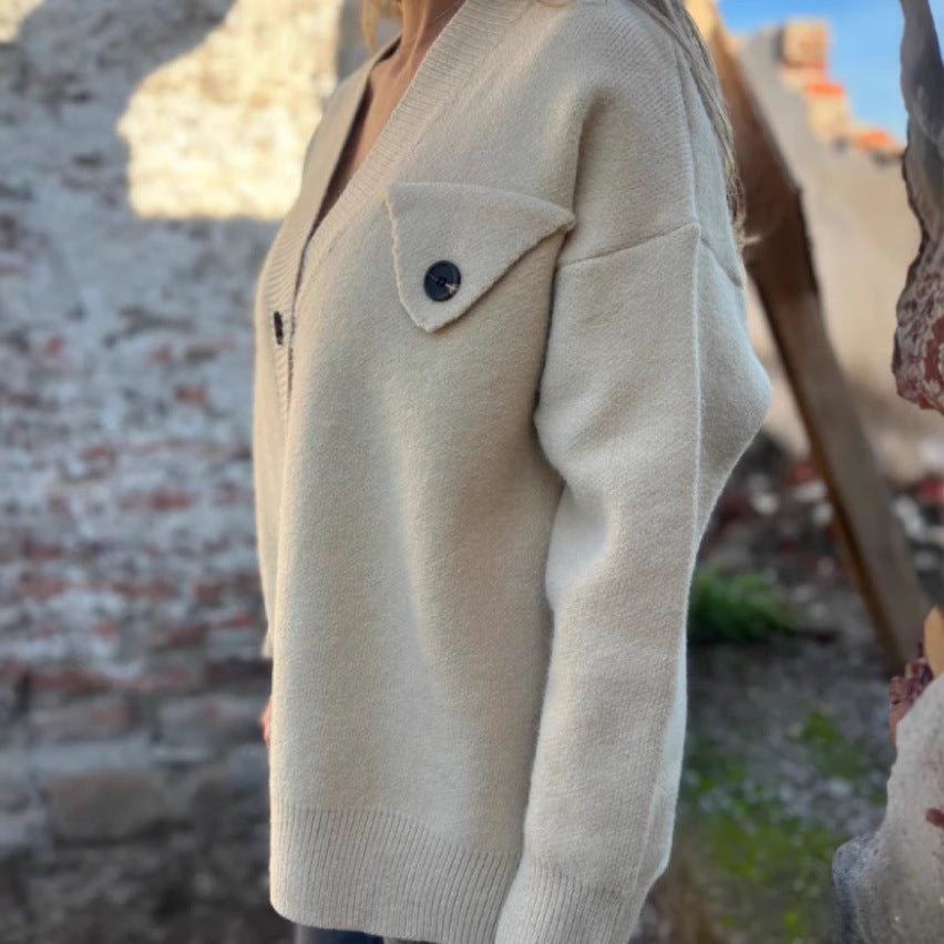 Cardigan a maniche lunghe alla moda lavorato a maglia invernale