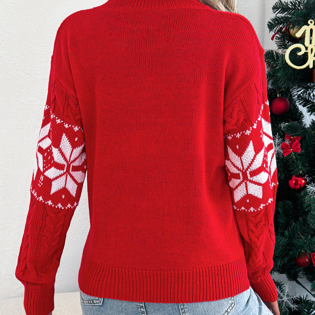 Maglione Pullover A Maniche Lunghe A Fiocchi Di Neve