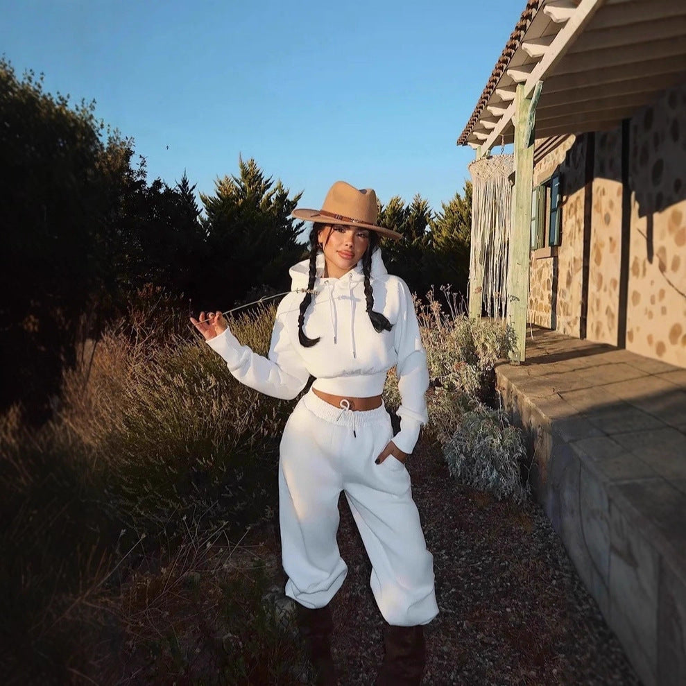 Felpa girocollo a maniche lunghe Pantaloni tascabili da donna