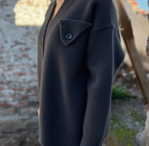 Cardigan a maniche lunghe alla moda lavorato a maglia invernale