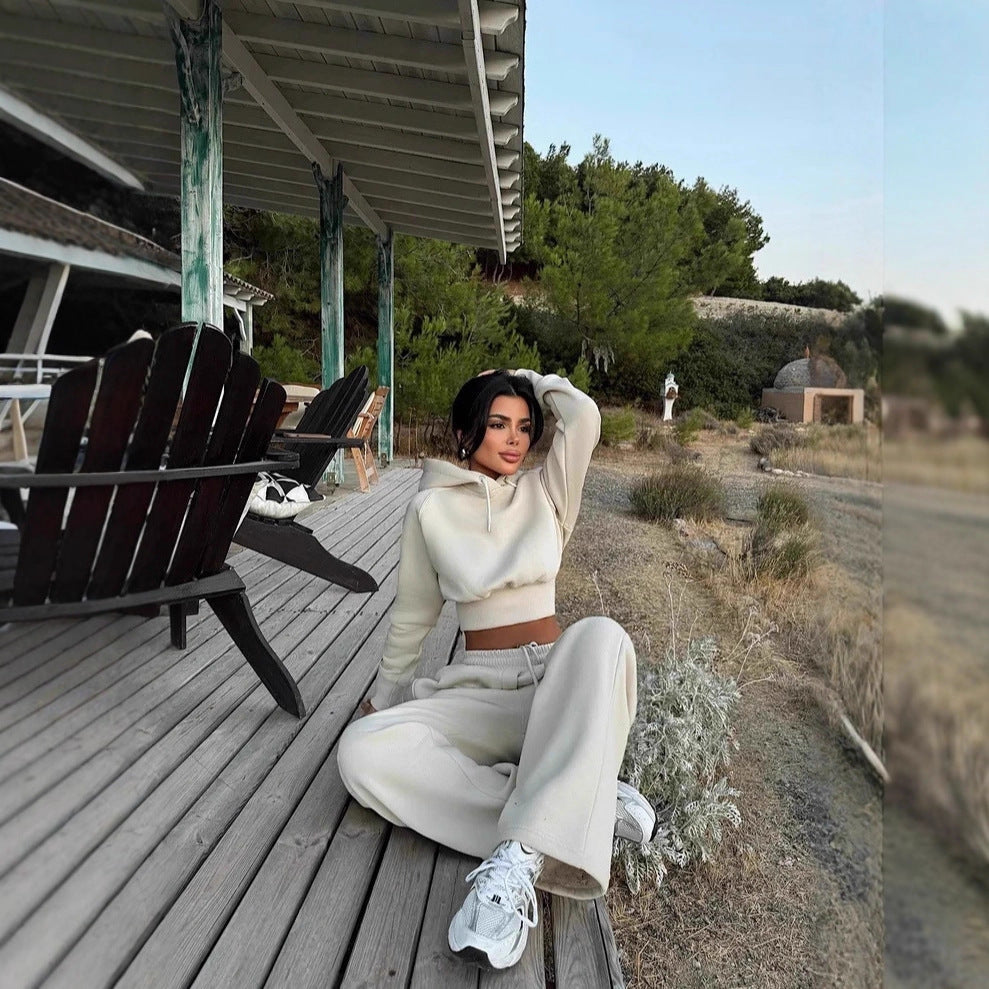 Felpa girocollo a maniche lunghe Pantaloni tascabili da donna