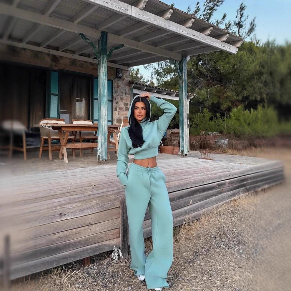 Felpa girocollo a maniche lunghe Pantaloni tascabili da donna