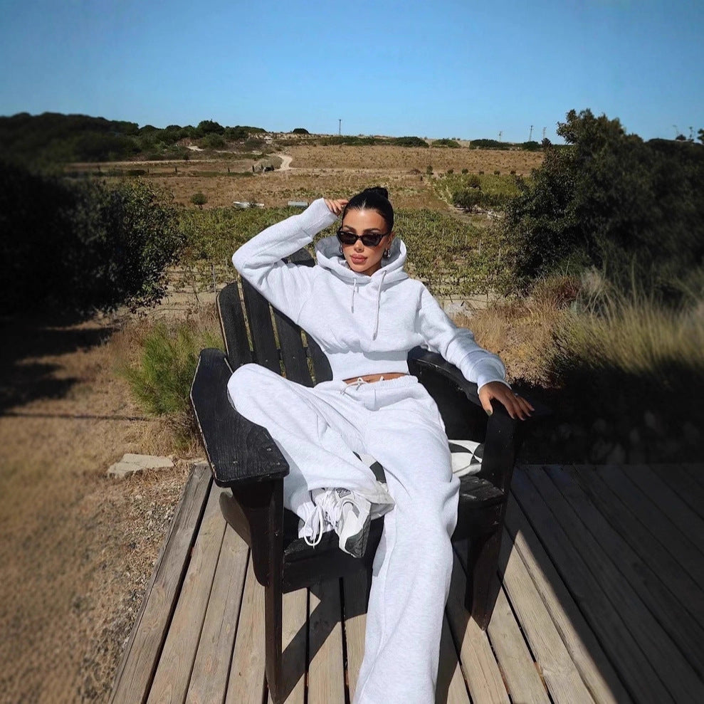 Felpa girocollo a maniche lunghe Pantaloni tascabili da donna